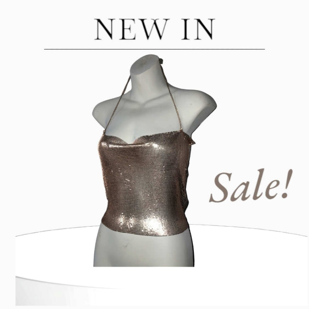 Sparkle Top Halter Top rose gold